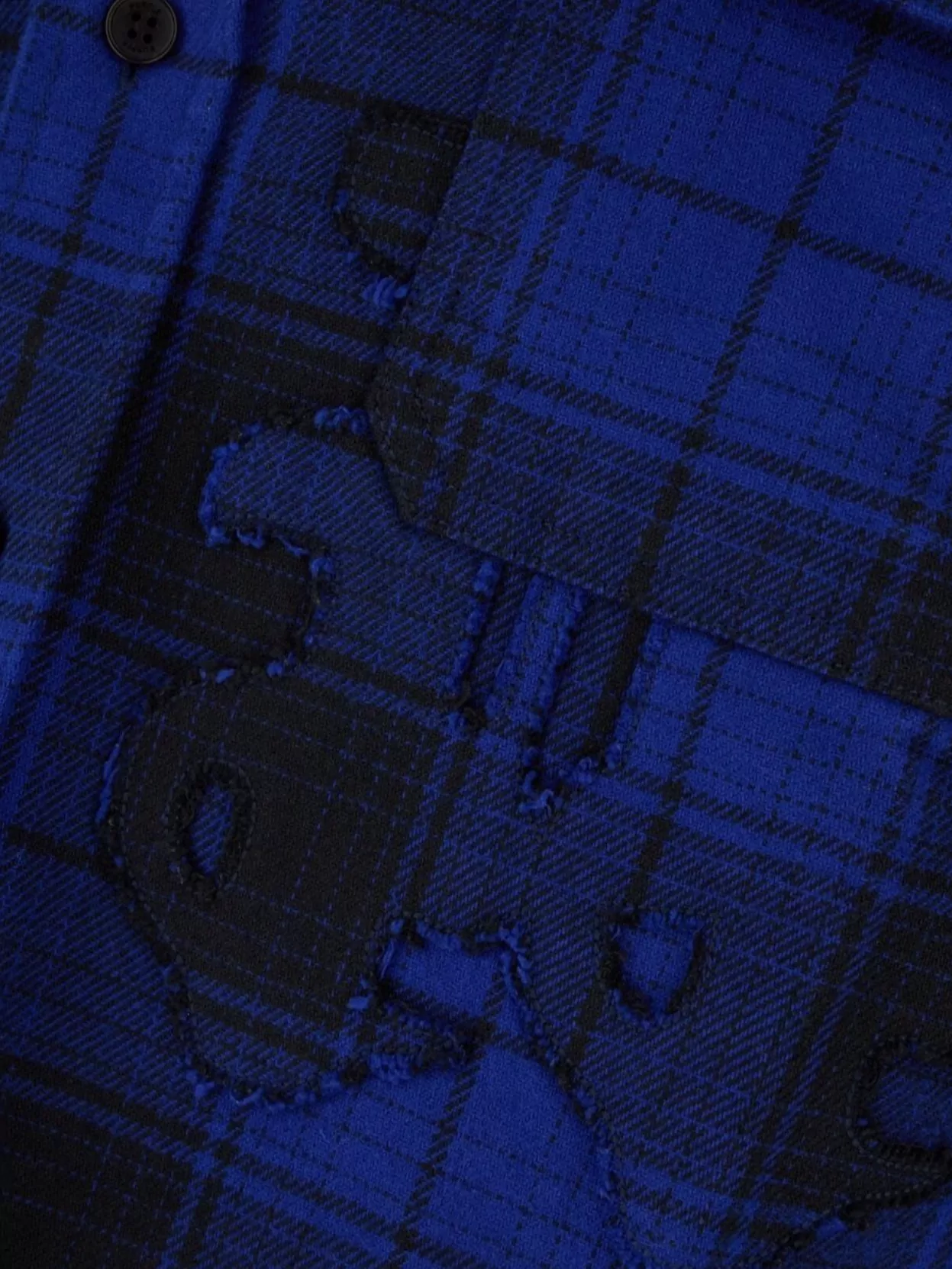 Purple Embroidered Plaid Pockets Cotton Shirt