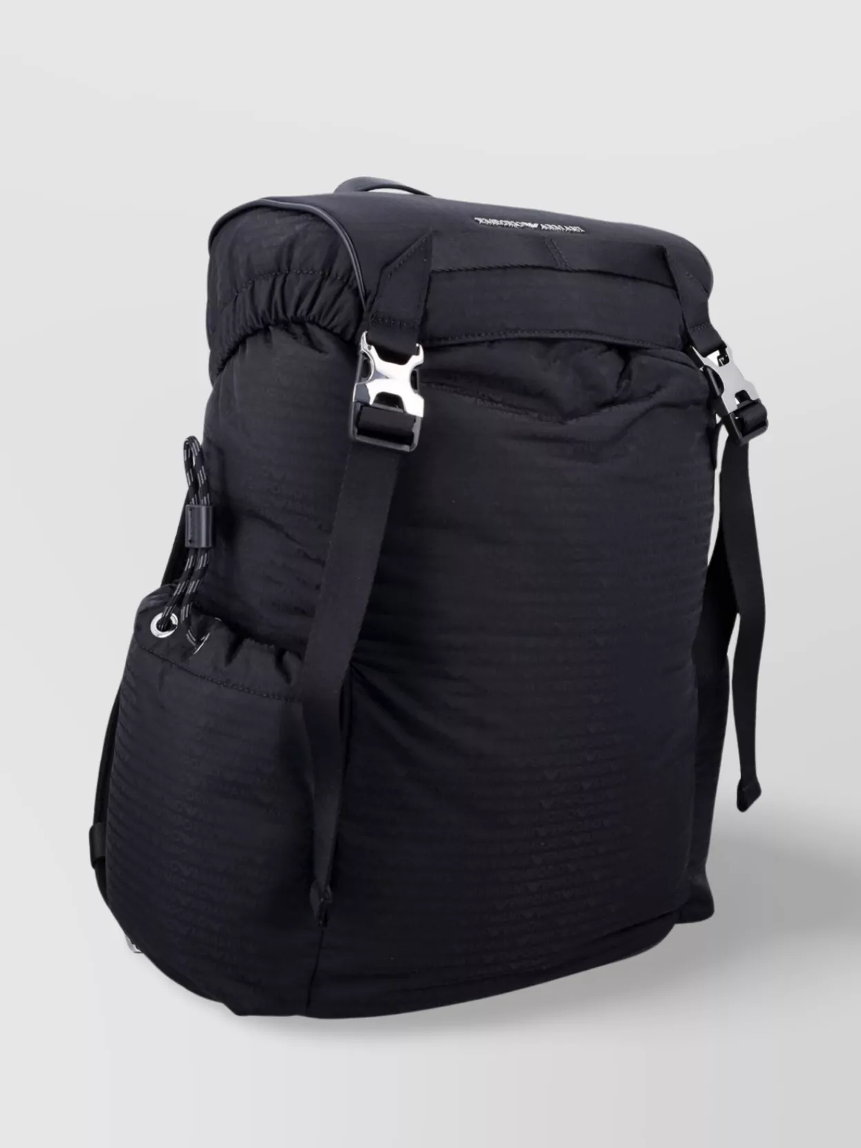 Emporio Armani Logo Embossed Nylon Backpack With Side Pockets