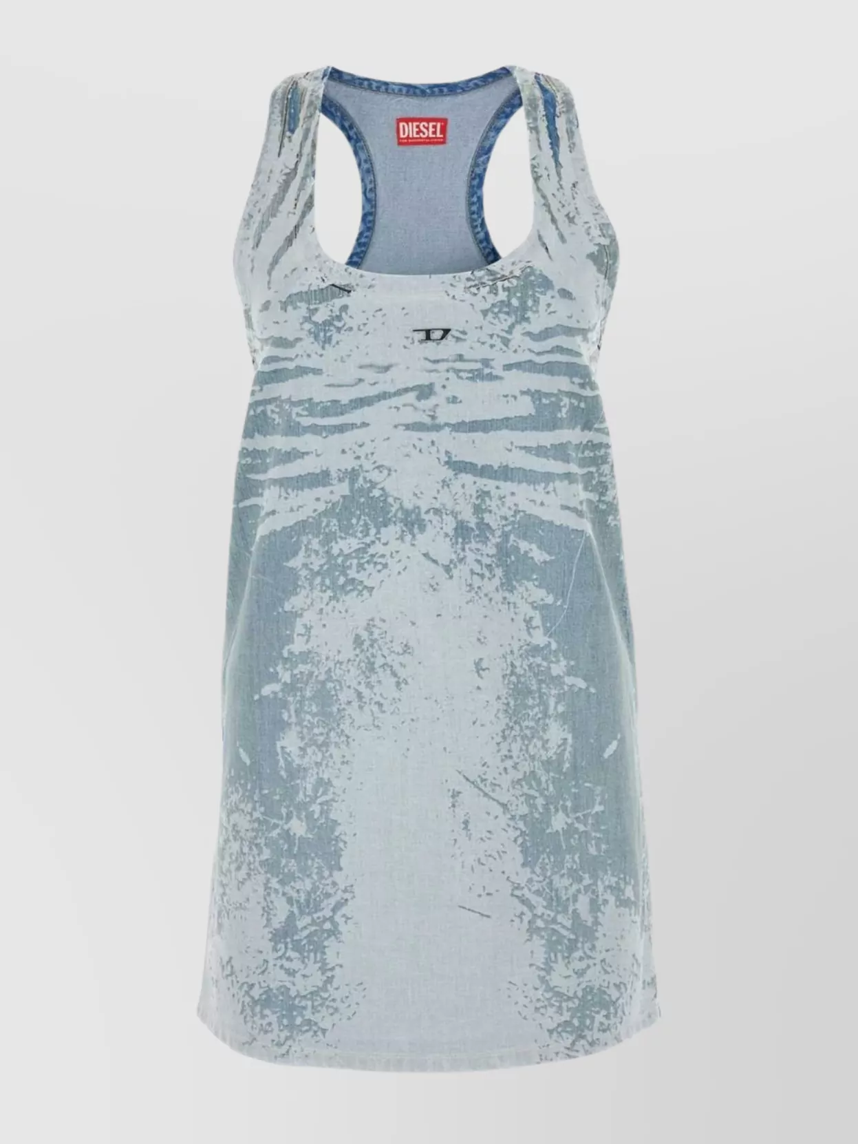 Shop Diesel Mini Dress With Distressed Denim Detailing