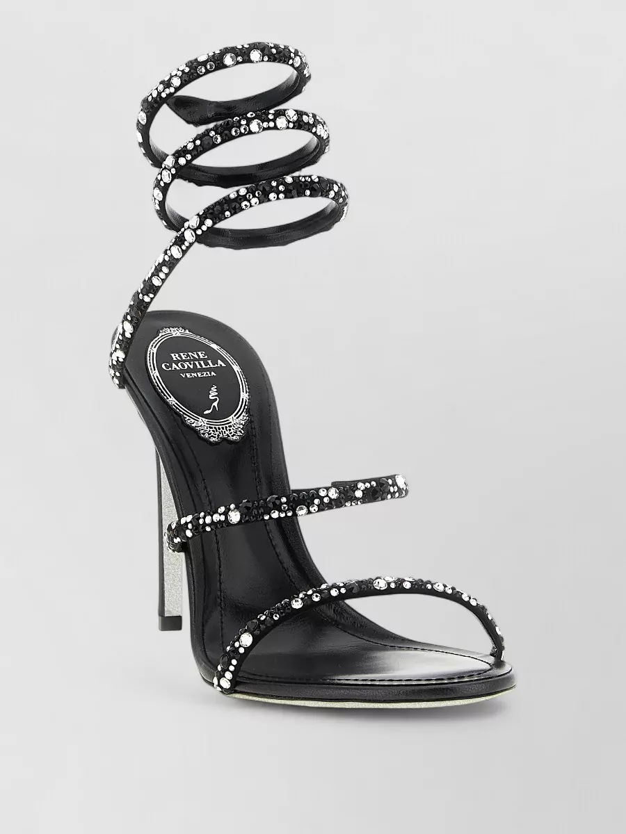 Rene Caovilla Silk Cleo Crystal-Embellished Sandals