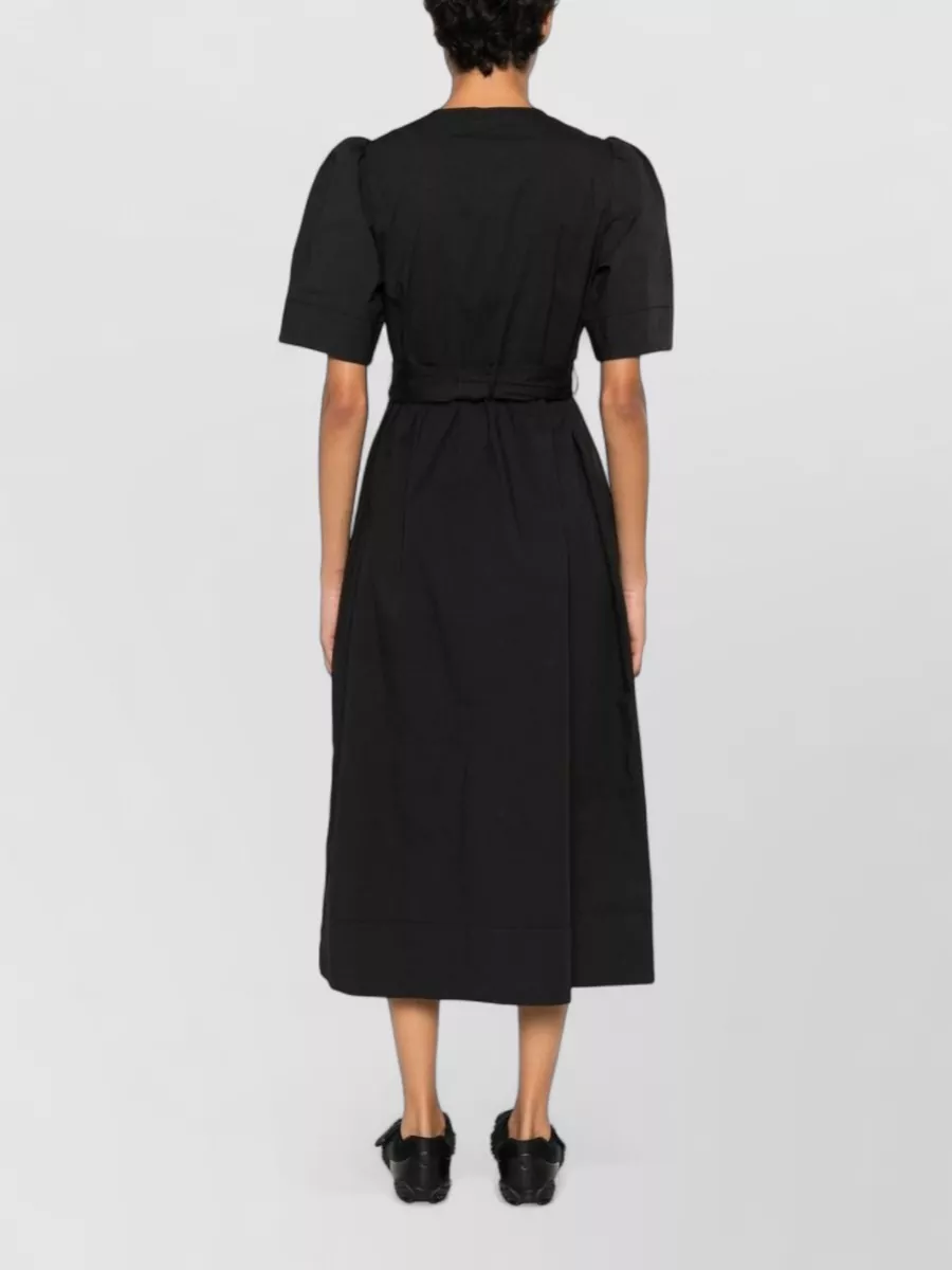 Ganni Organic Cotton Puff-Sleeve Midi Dress