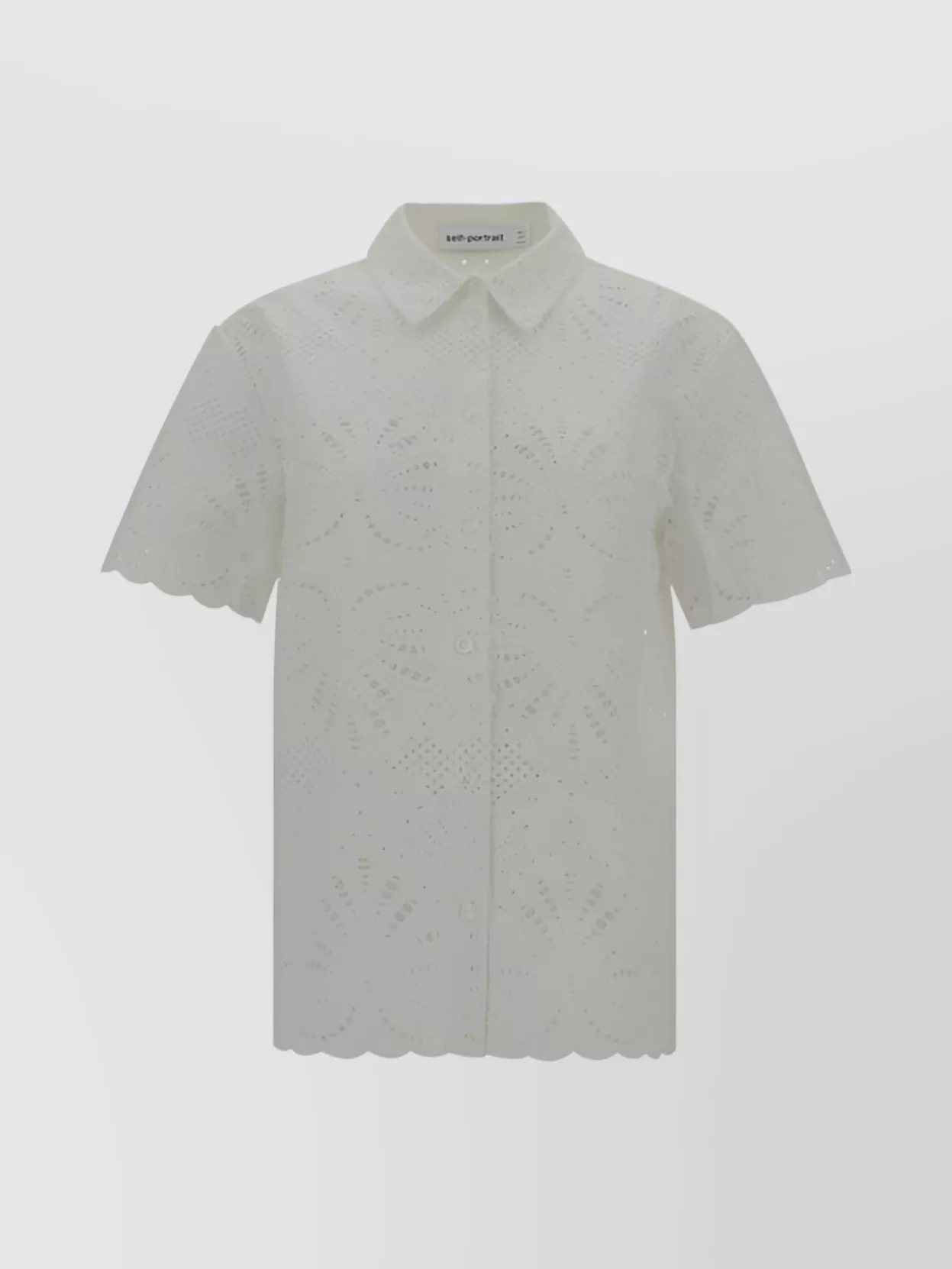 Shop Self-portrait Cotton Shirt With Laser-cut Floral Lace