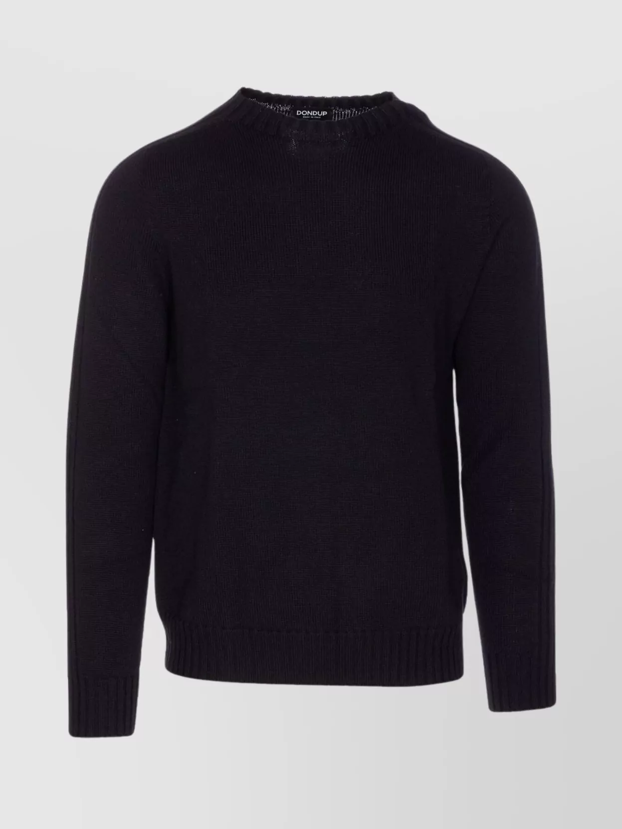 Dondup Crewneck Sweater With Ribbed Collar And Cuffs In Black