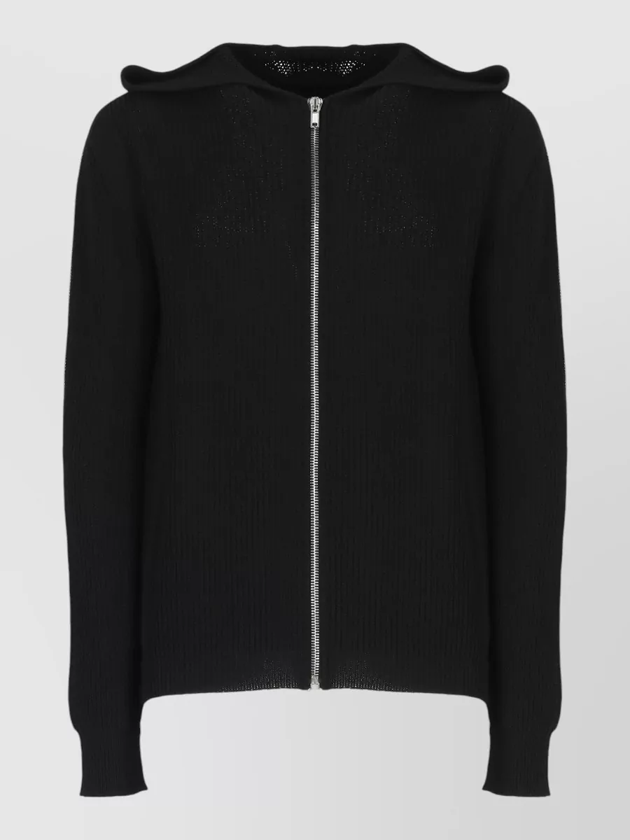 Rick Owens virgin wool hooded zip sweatshirt
