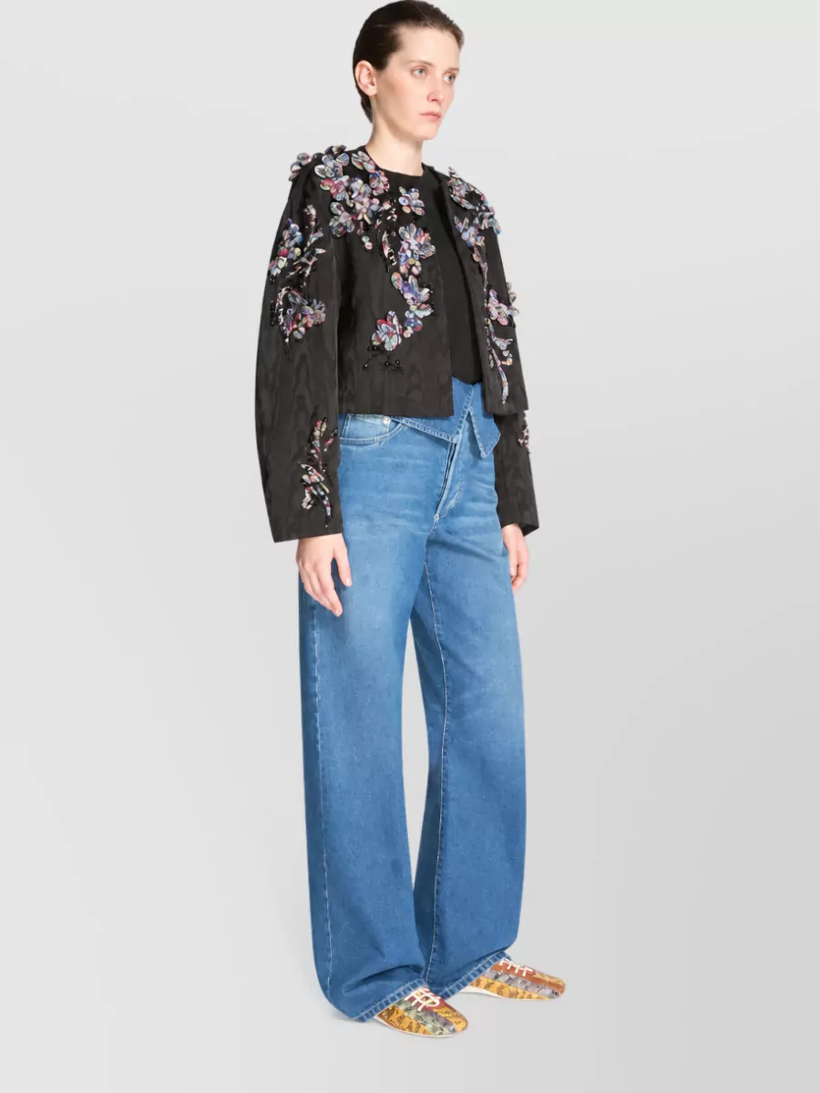 Dries Van Noten Embroidered Moiré Short Coat