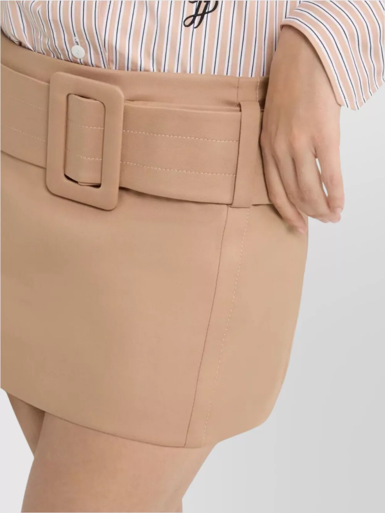 Patou High Waist Buckle Detail Mini Skirt