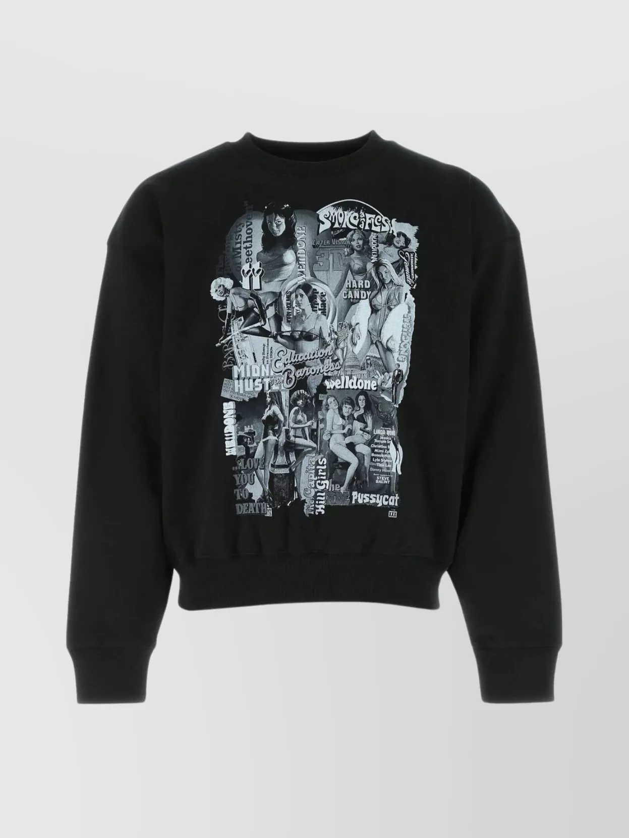 Shop We11 Done Logo Print Cotton Crew-neck Sweatshirt In Black