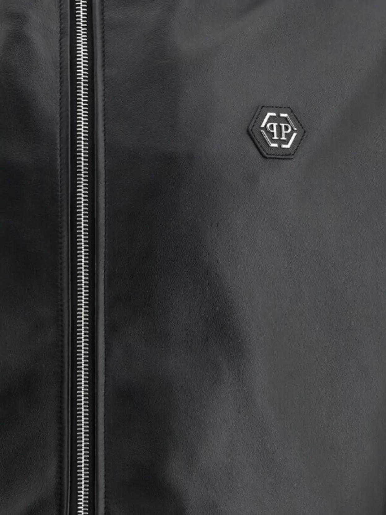 Philipp Plein Drawstring Leather Panel Hooded Jacket