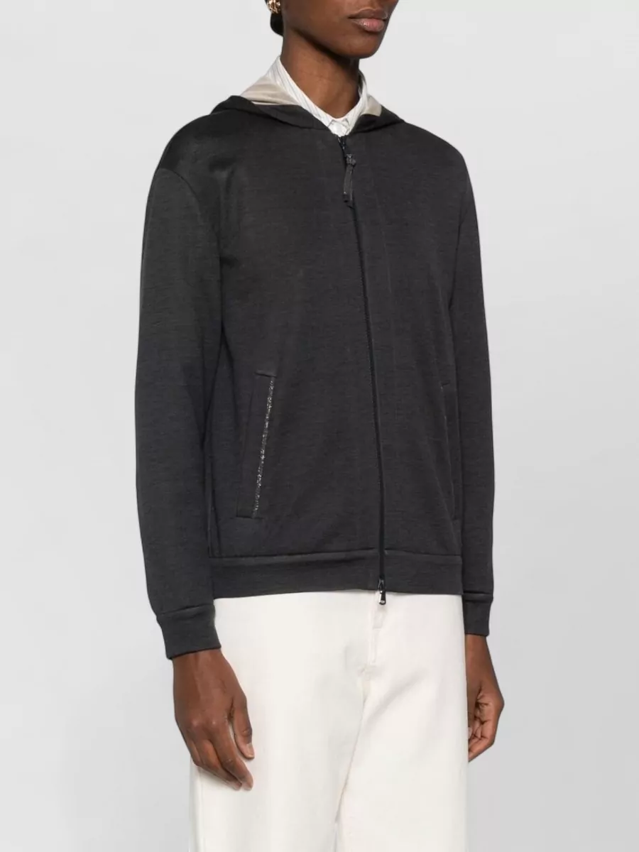 Brunello Cucinelli Hoodie Made From Cotton And Silk In Black