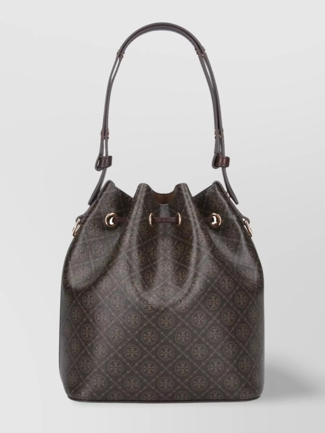 TORY BURCH BUCKET BAG WITH MONOGRAM PATTERN AND TOP HANDLE
