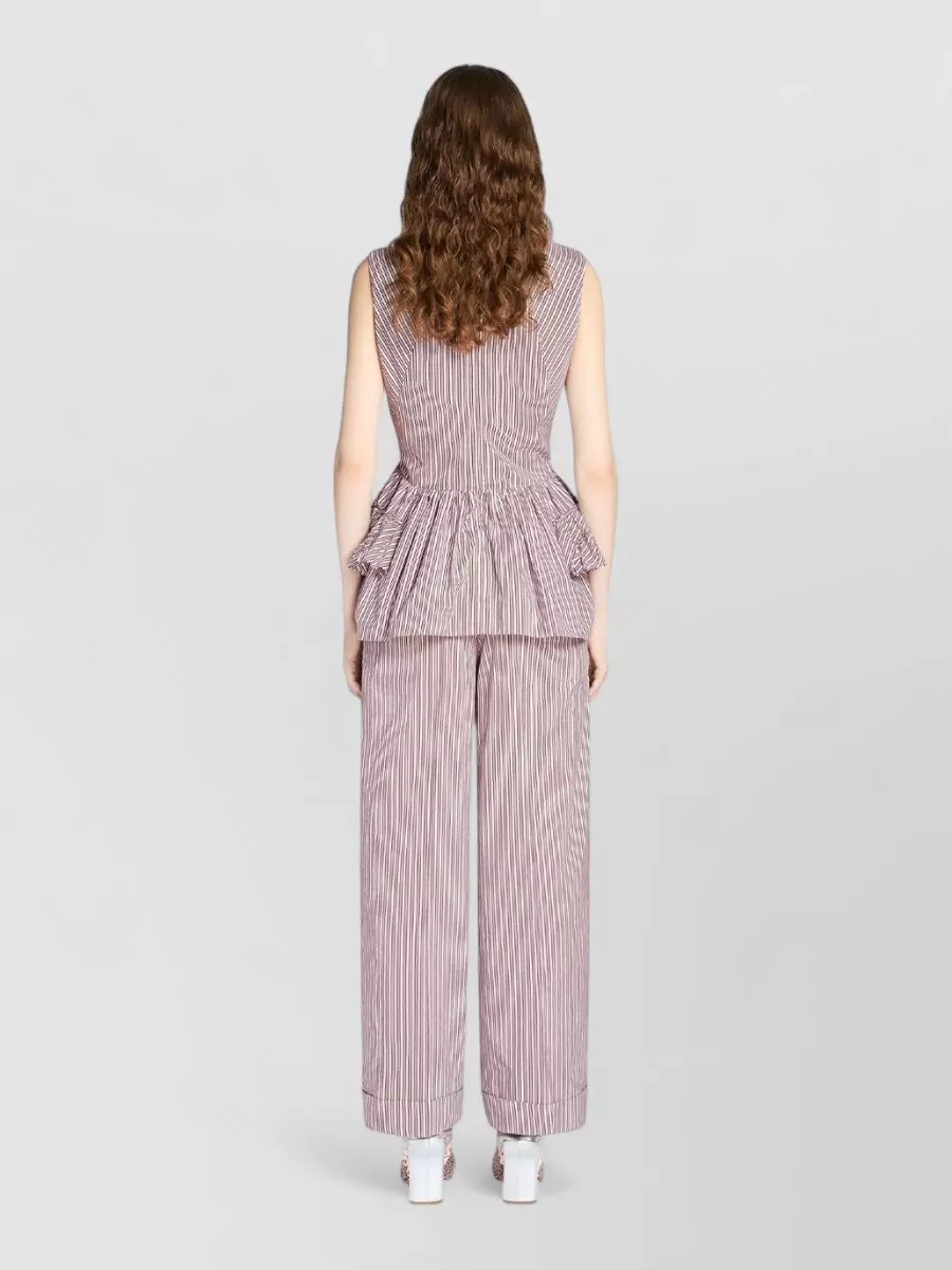 Dries Van Noten Striped Sleeveless Boat Neck Peplum Top