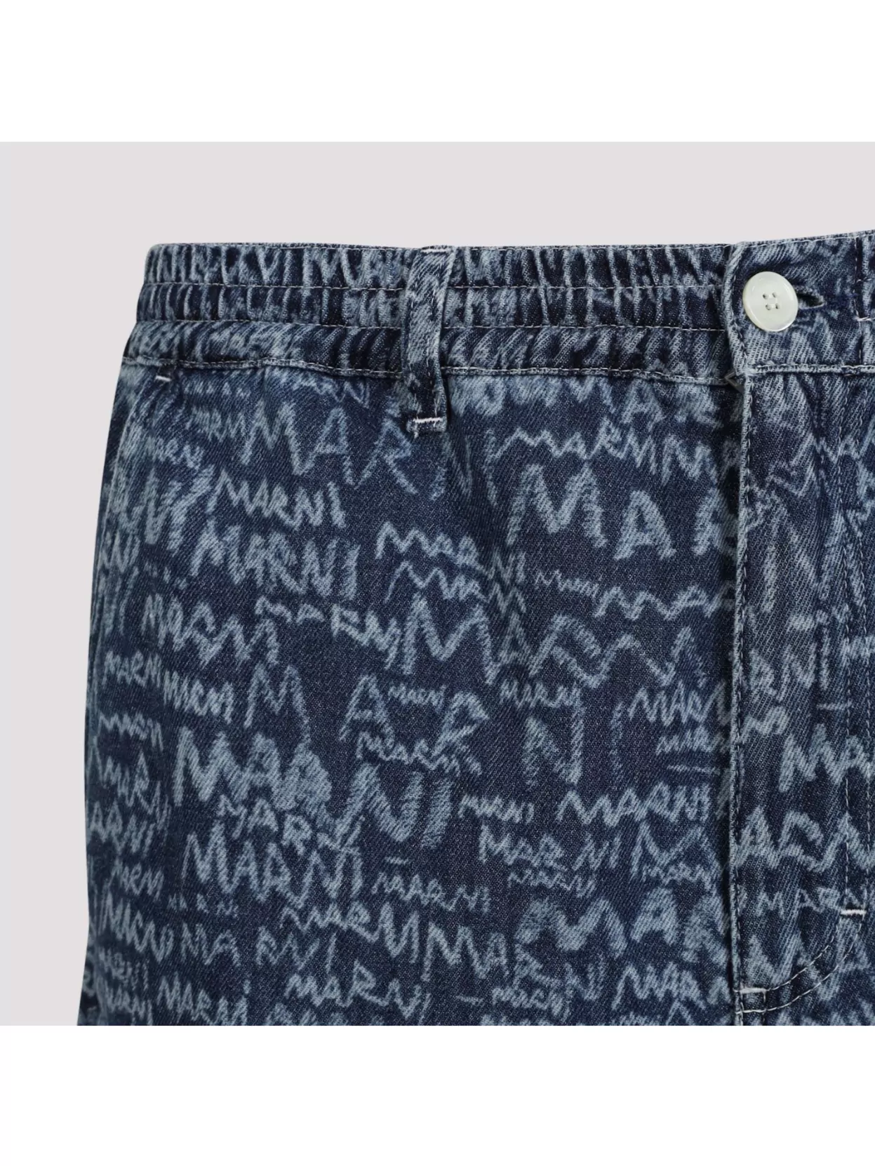 Marni Logo Denim Shorts In Blue