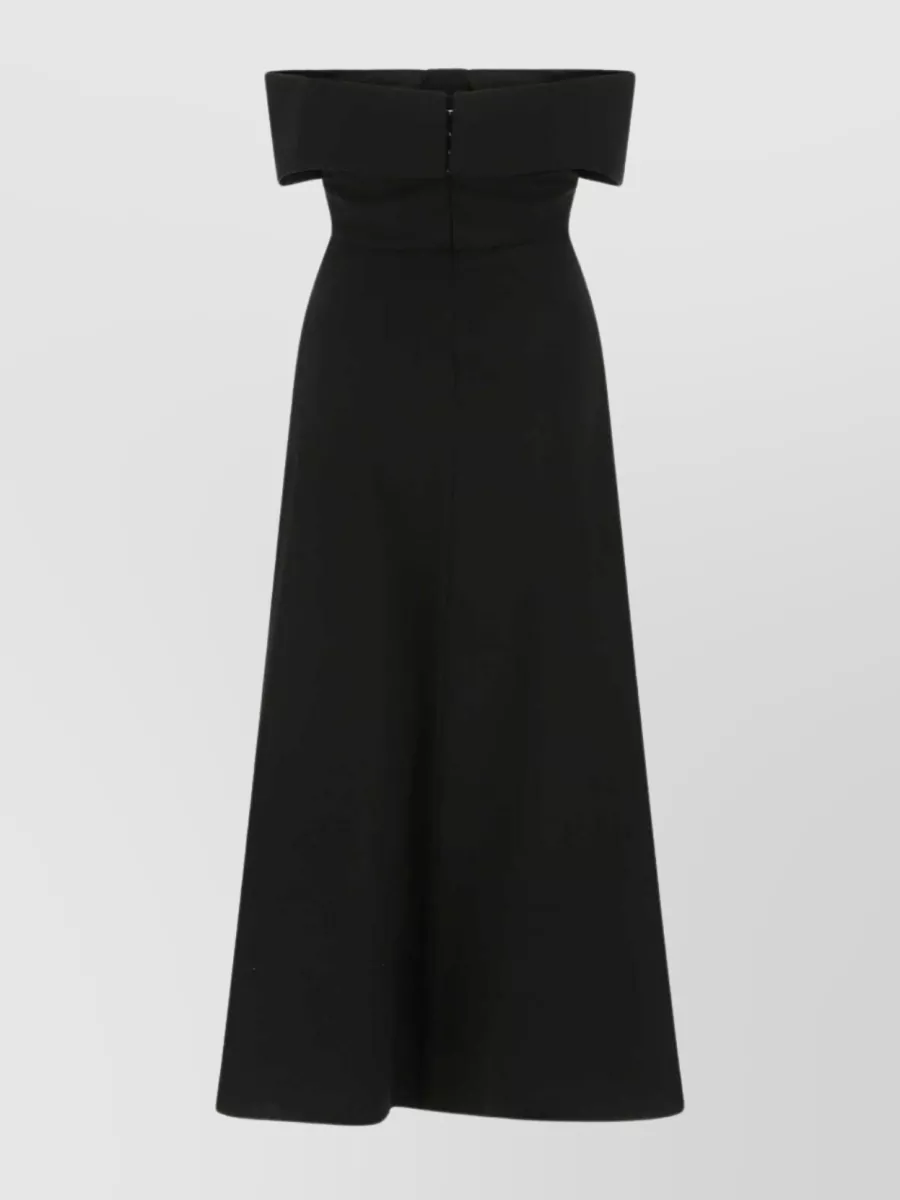 Shop Saint Laurent Shoulder-baring A-line Dress With Bow Accent In Black