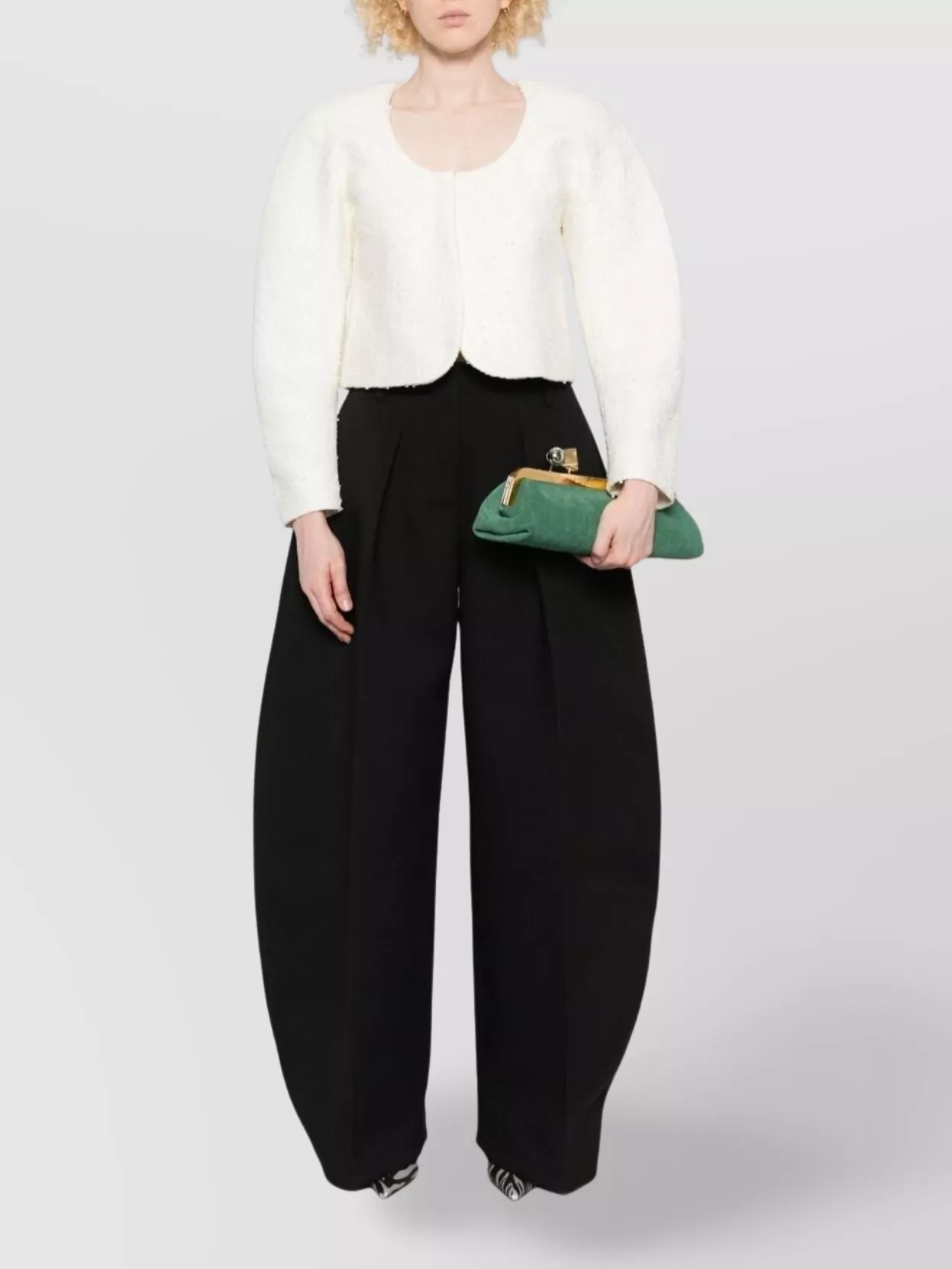 Jacquemus High Waist Balloon Shape Wide Leg Trousers In Black