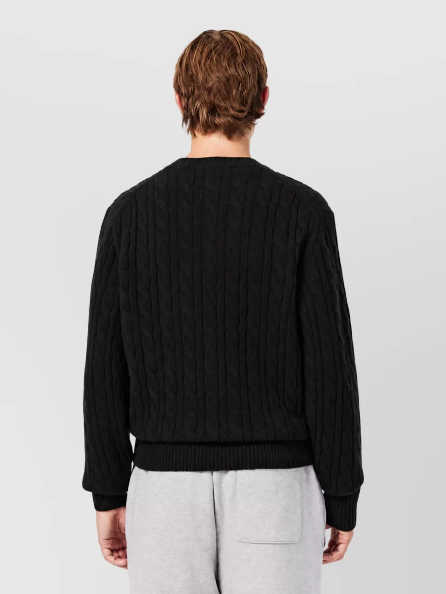 Lacoste Cable-Knit Wool Crew-Neck Sweater