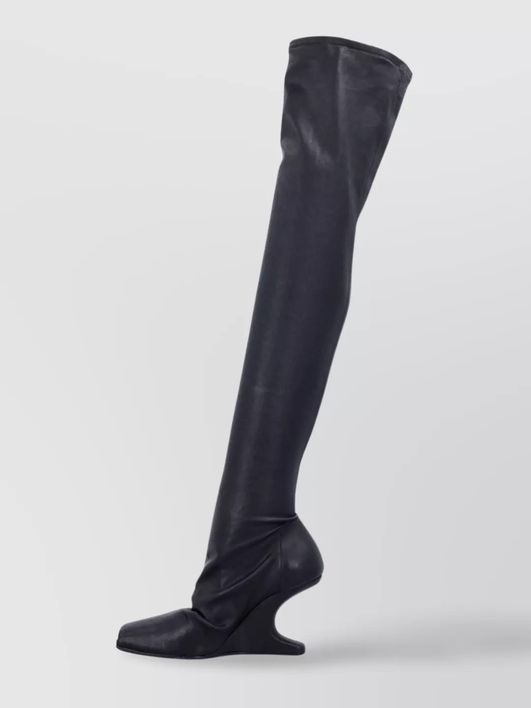 Rick Owens Cantilevered Thigh High Boot In Black