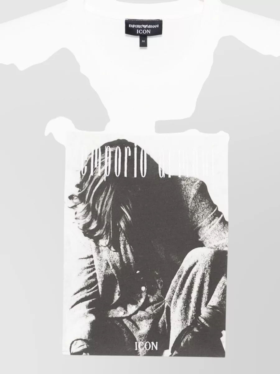 Emporio Armani Crew Neck Cotton T Shirt Graphic Print