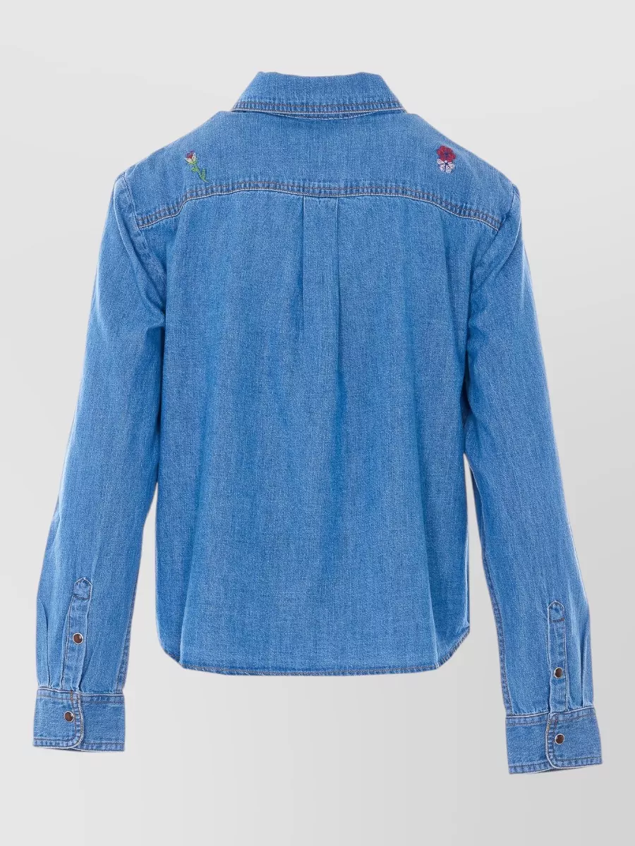 Rixo Shirt Long Sleeves Embroidered Collar Front Pocket