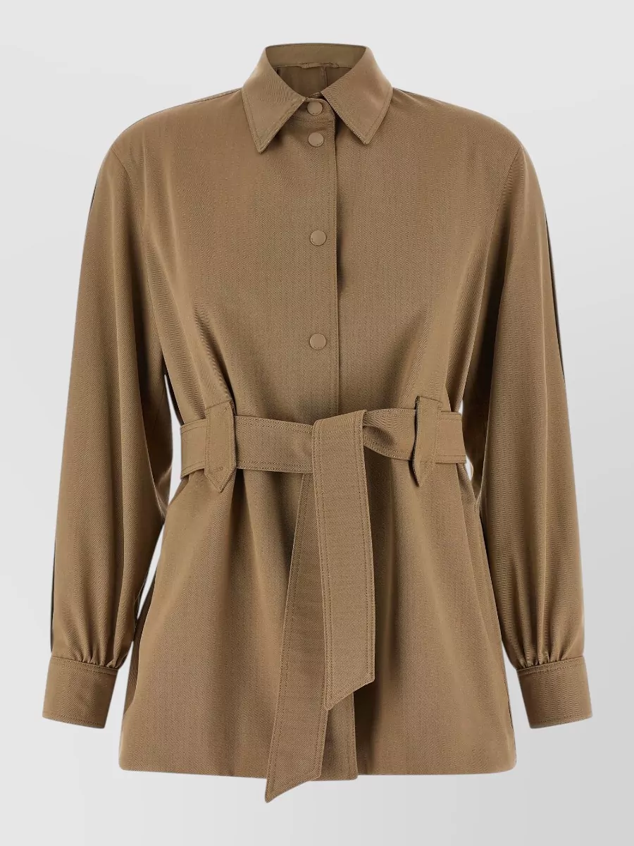 Max Mara virgin wool belted shirt jacket
