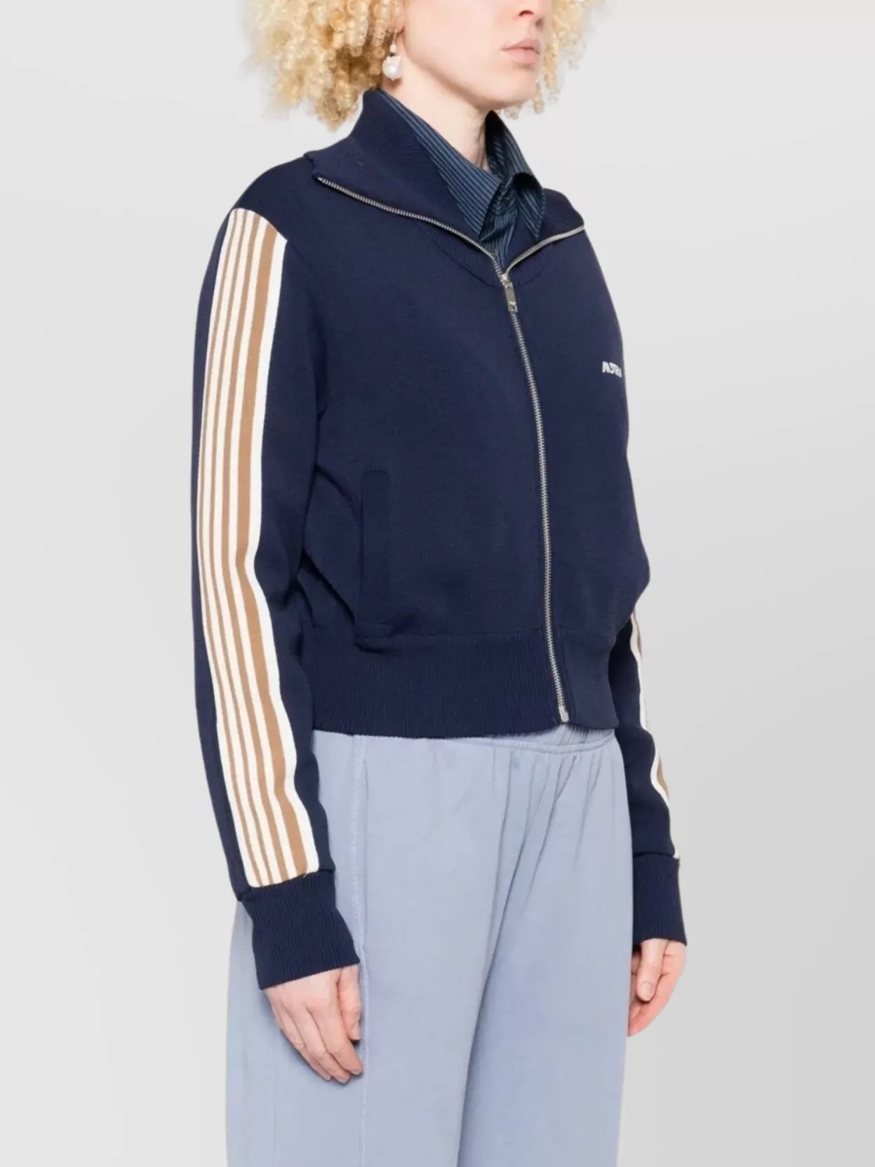 Autry High Neck Zip-Up Sweatshirt