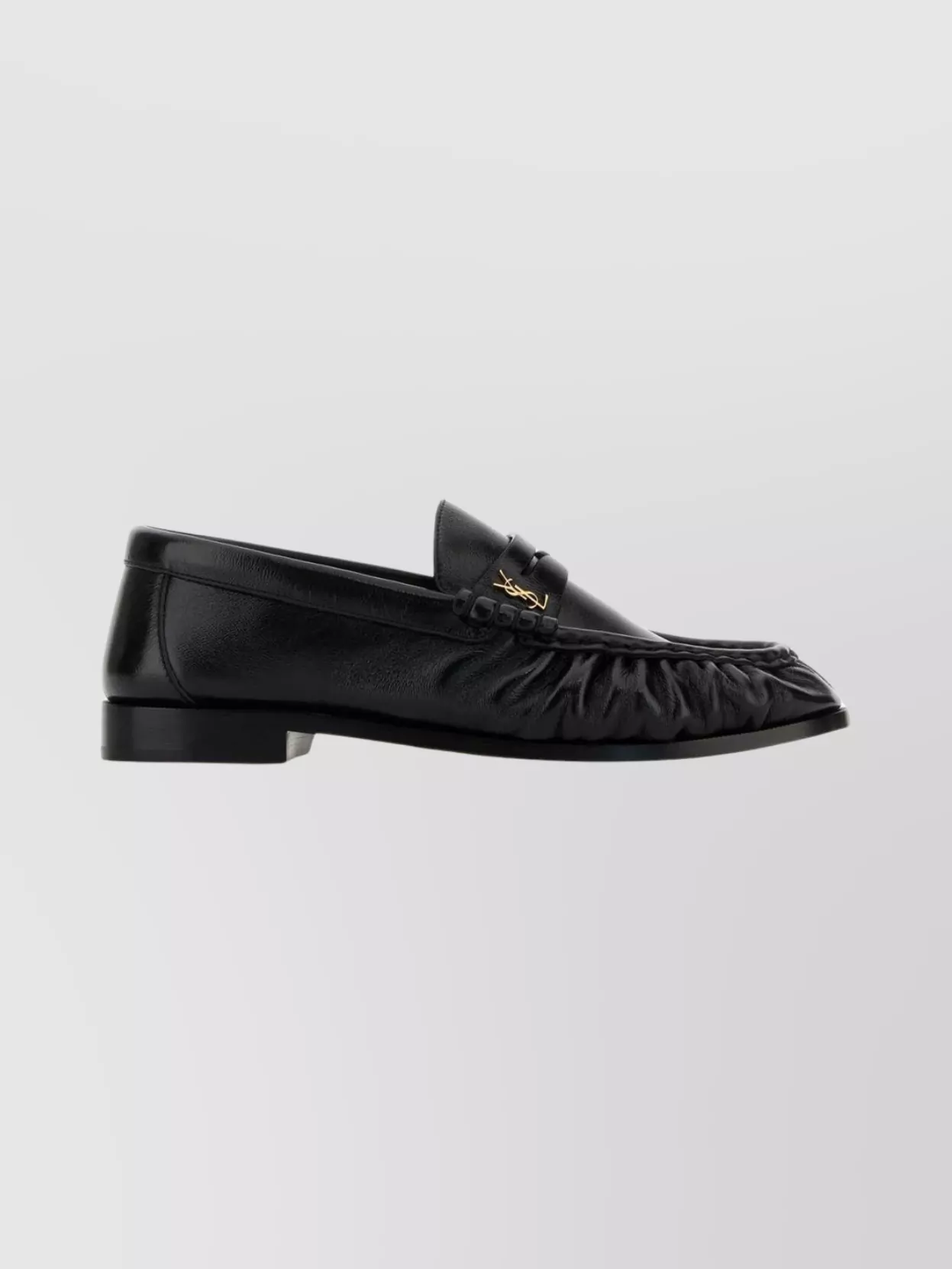 Saint Laurent Nappa Leather Loafers Featuring Ruched Detailing In Black