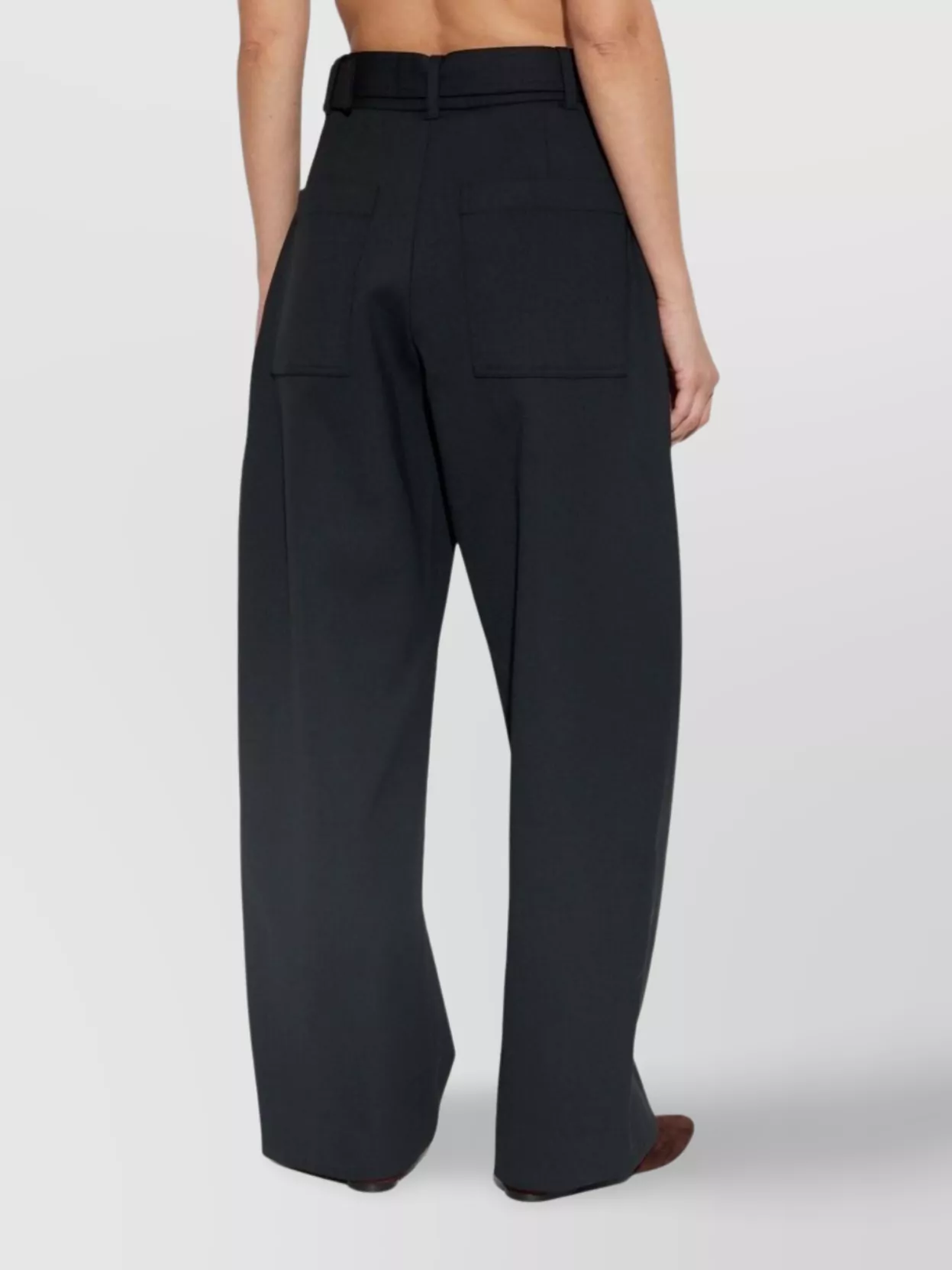 Studio Nicholson Contemporary Wide-leg Trousers Featuring Buckle In Black