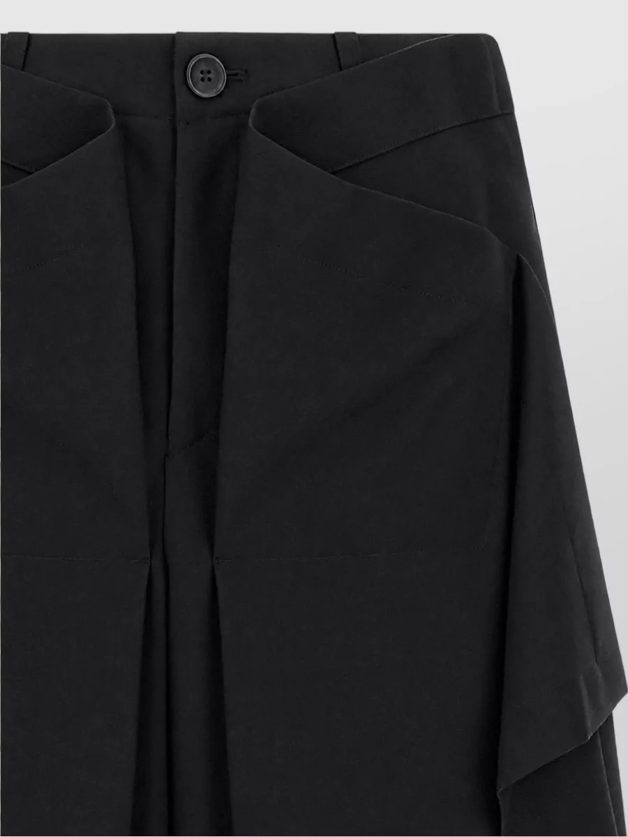Issey Miyake Wool Draped Wide-Leg Trousers