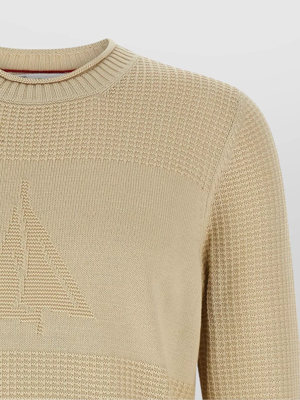 Brunello Cucinelli Textured Knit Cotton Crew Neck Sweater