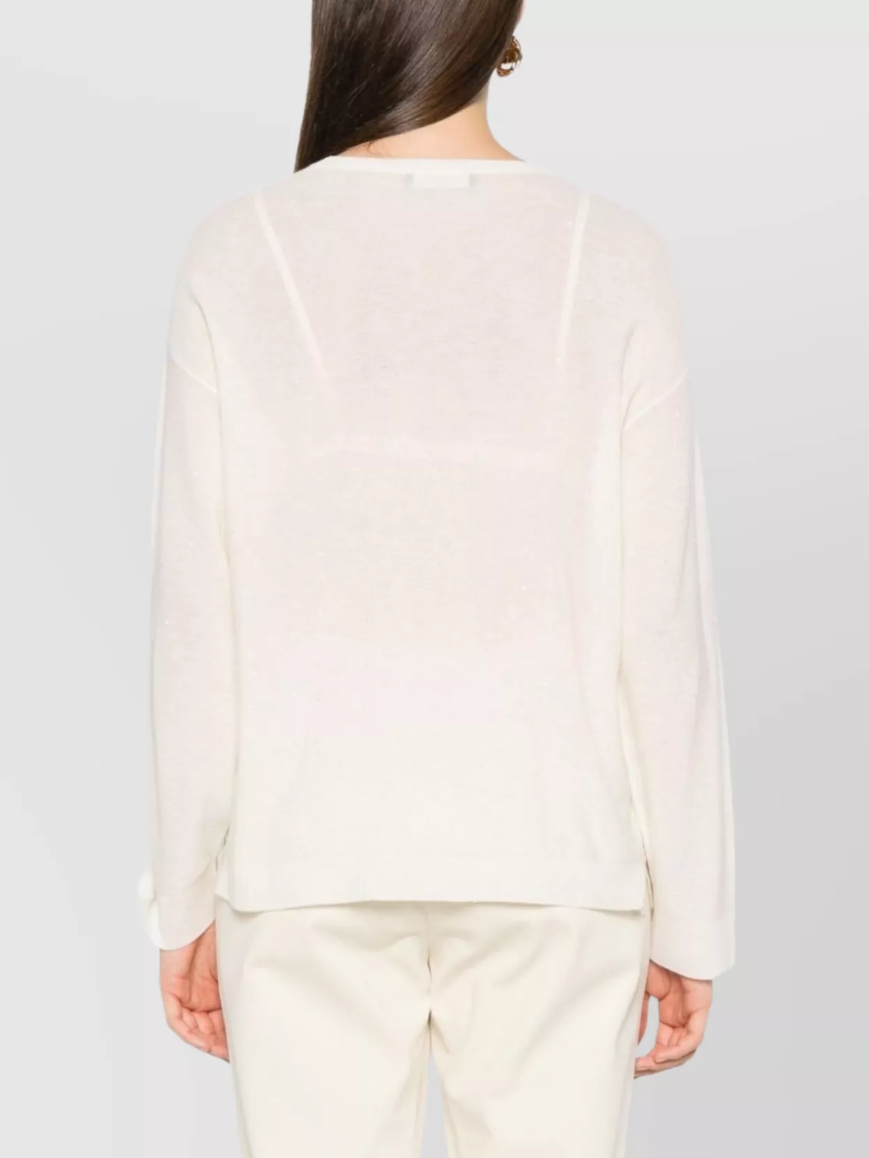 Fabiana Filippi Lightweight Knit V-Neck Sweater With Ribbed Cuffs