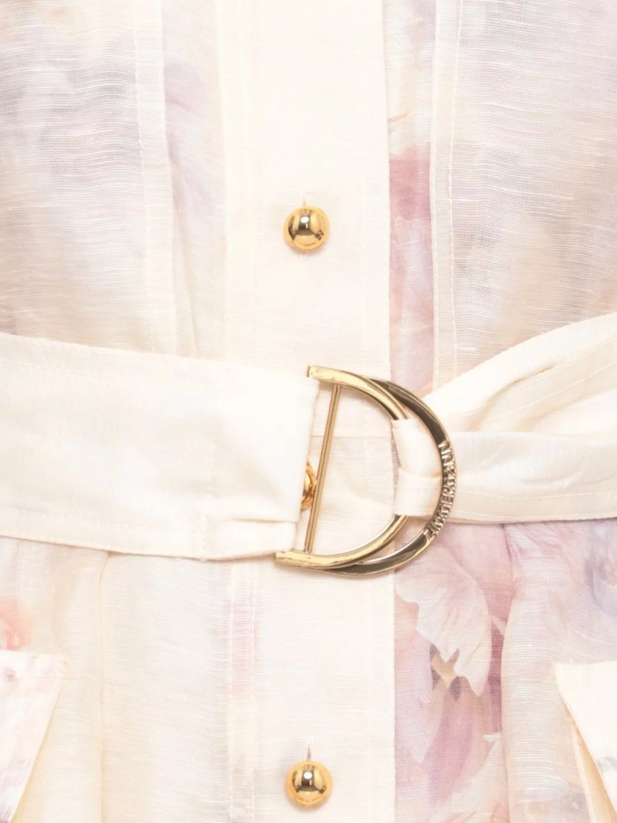 Zimmermann Silk Linen Floral-Print Belted Mini Dress
