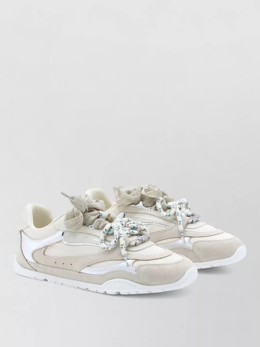Pinko Leather Panelled Lace-Up Sneakers