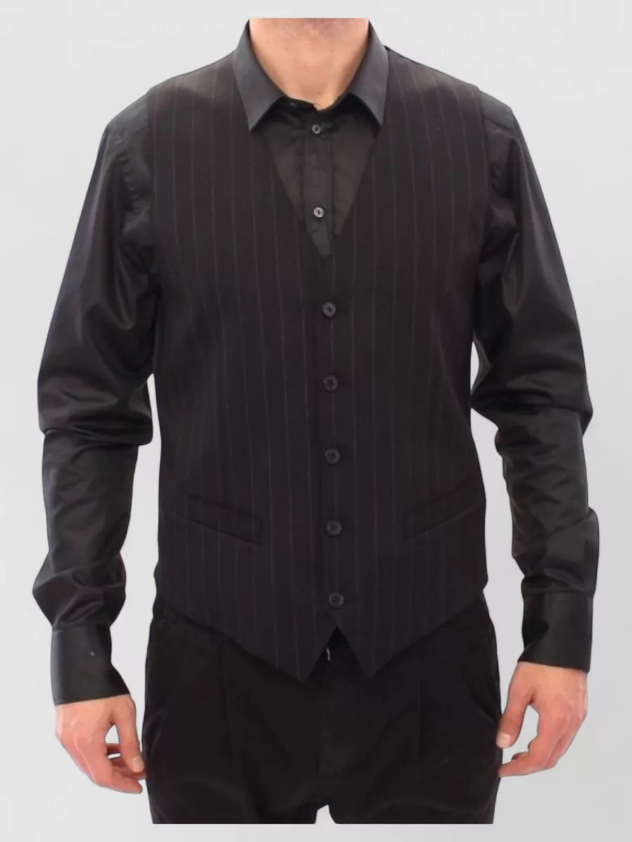 Dolce&Gabbana striped wool v-neck waistcoat