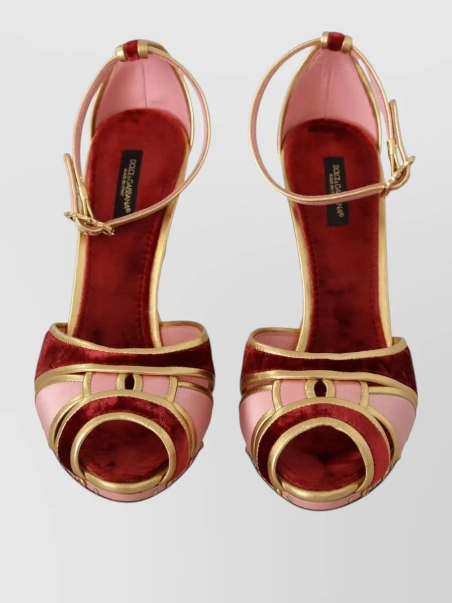 Dolce&Gabbana Velvet Leather Ankle-Strap High-Heel Sandals