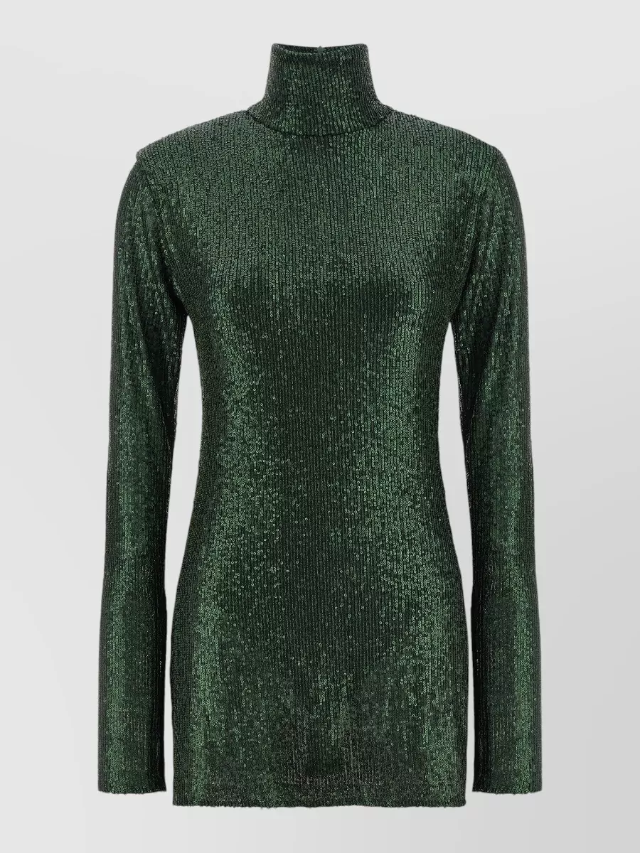 Norma Kamali sequin high-neck long-sleeve mini dress