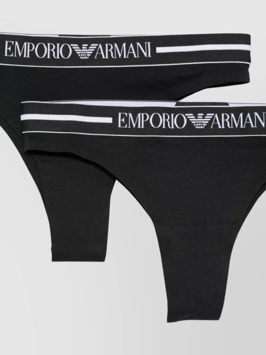 Emporio Armani Organic Cotton Logo-Waistband Thong Briefs Set