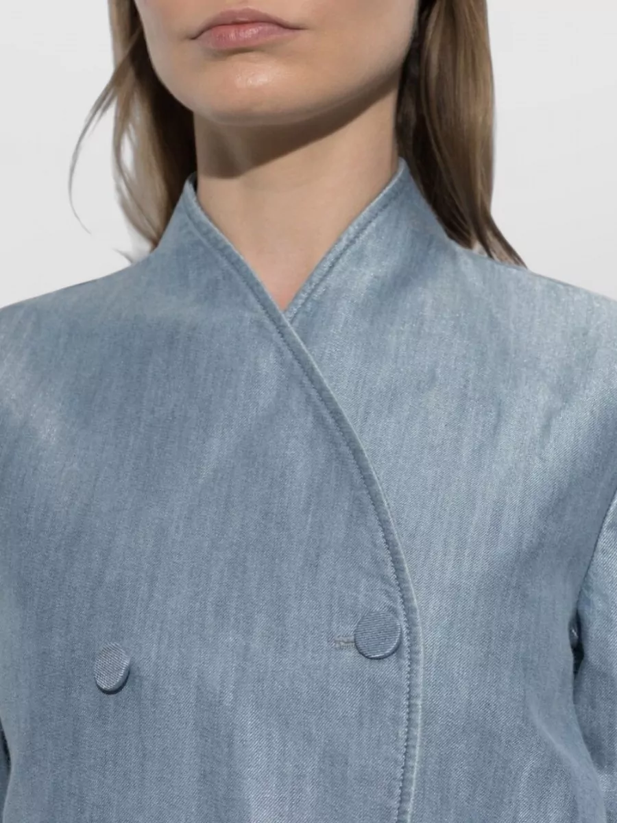 Emporio Armani Denim Wrap Double-Breasted Blazer Jacket