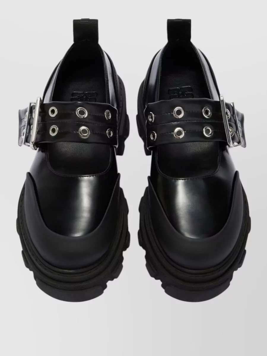 Ganni Logo-Buckle Ballet Flats