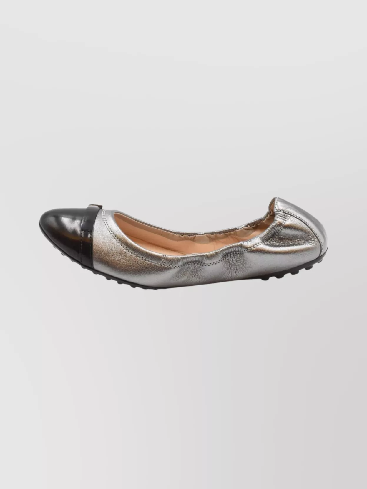 Tod's Cap Toe Metallic Loafers With Rubber Sole