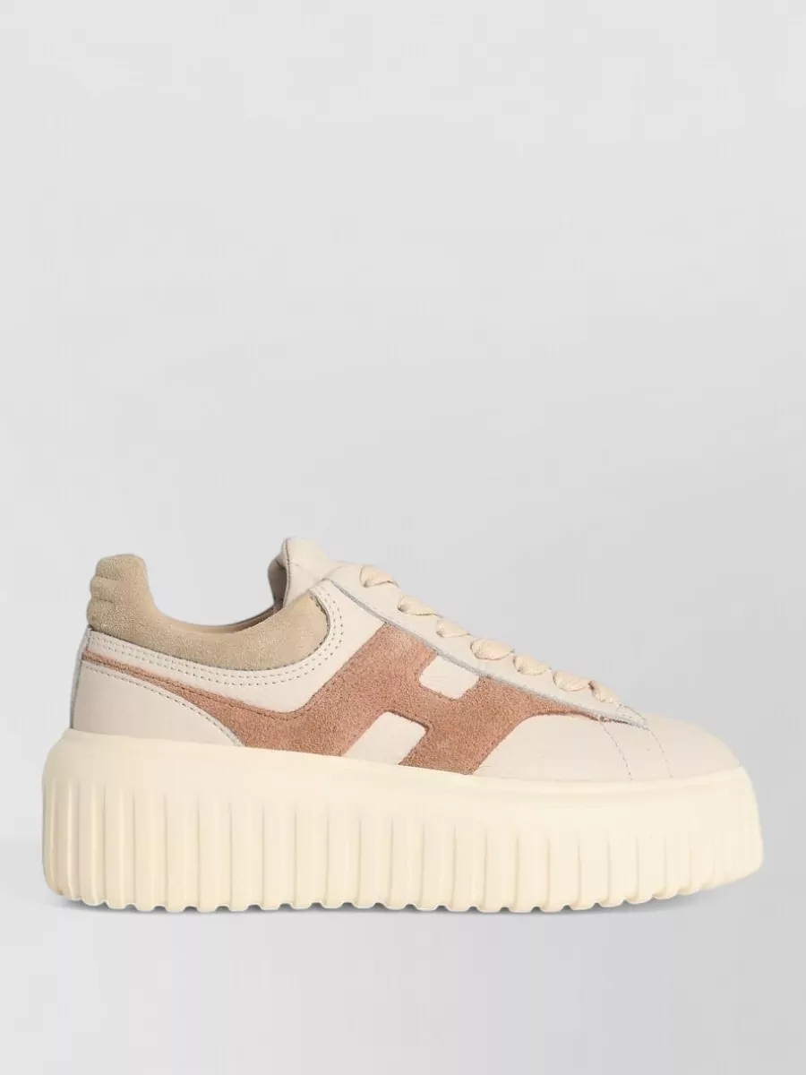 Hogan H Stripes Leather Sneakers Platform Sole