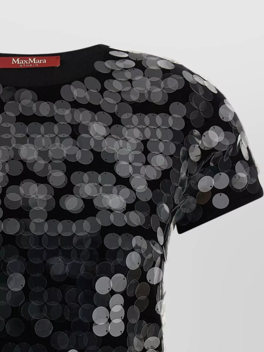 S Max Mara Virgin Wool Sequined Short-Sleeve Sweater