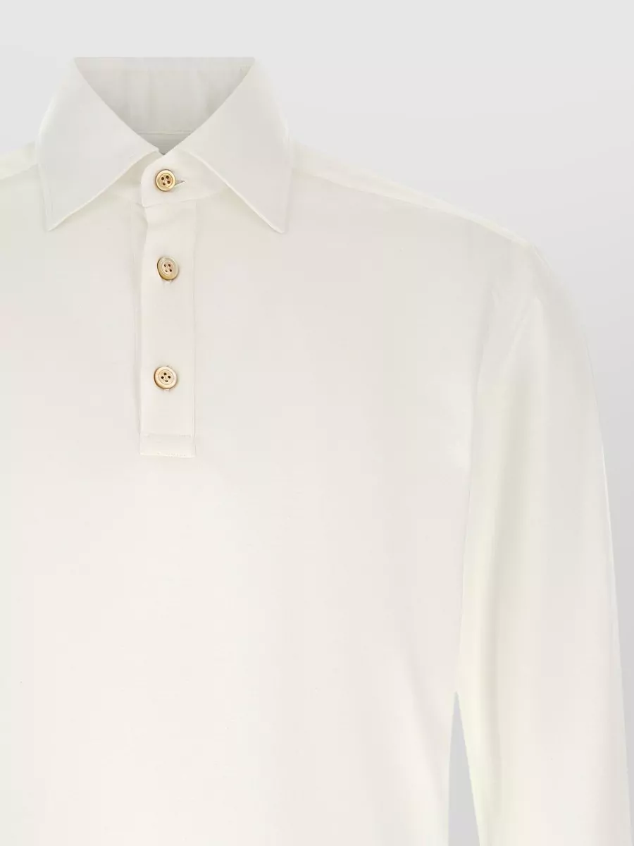 Kiton Cotton Long-Sleeve Polo Shirt