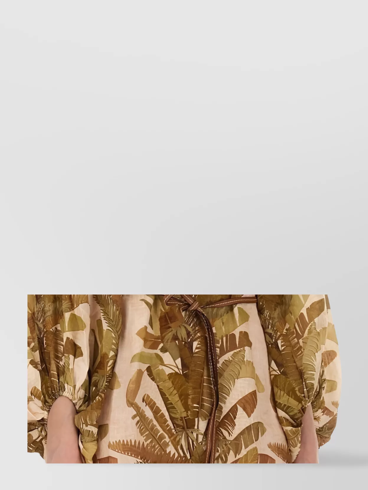 Zimmermann Botanical Print Midi Dress With Belted Waist In Brown