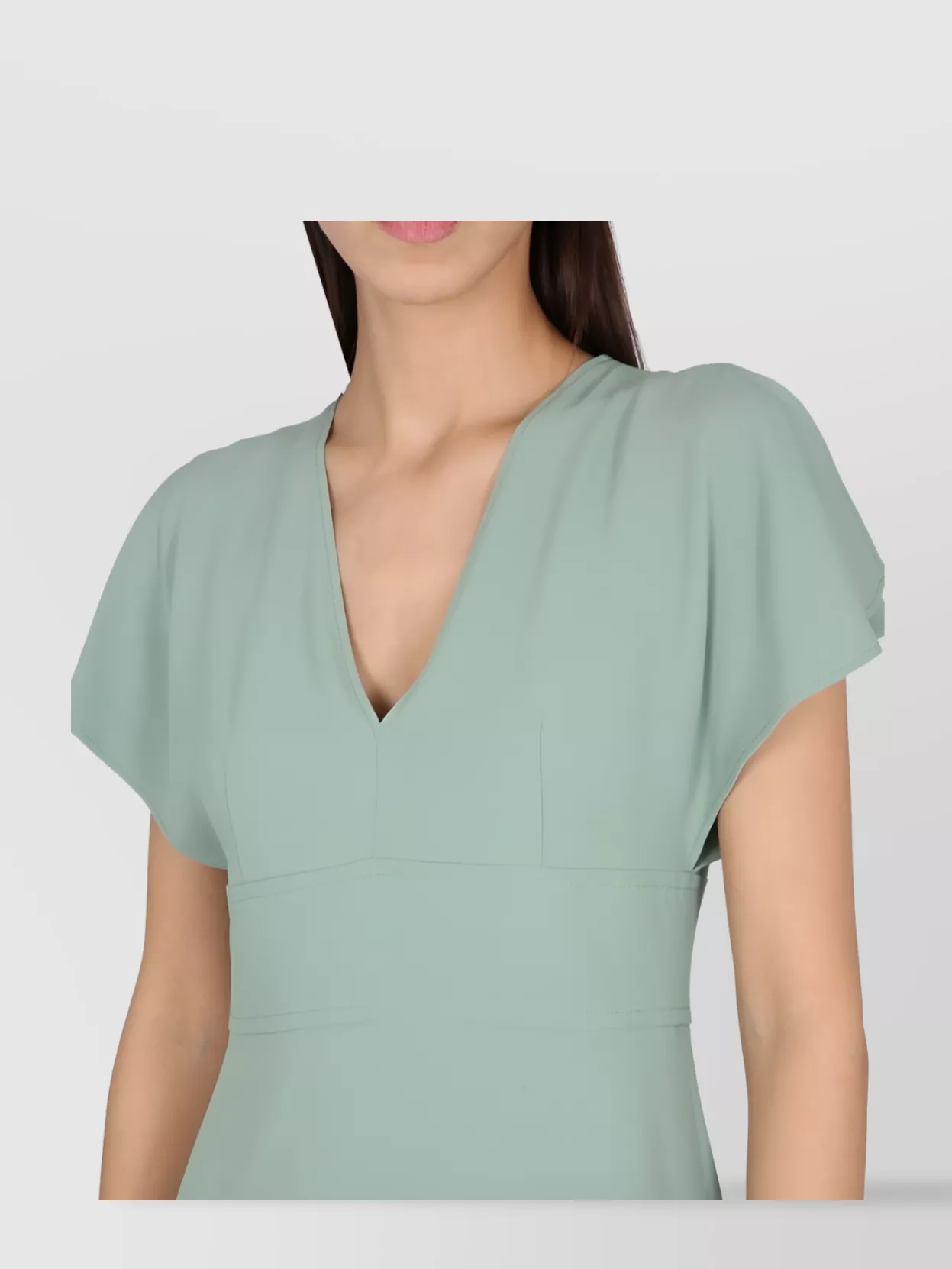 HUGO BOSS FLUTTER SLEEVE MIDI V-NECK DRESS