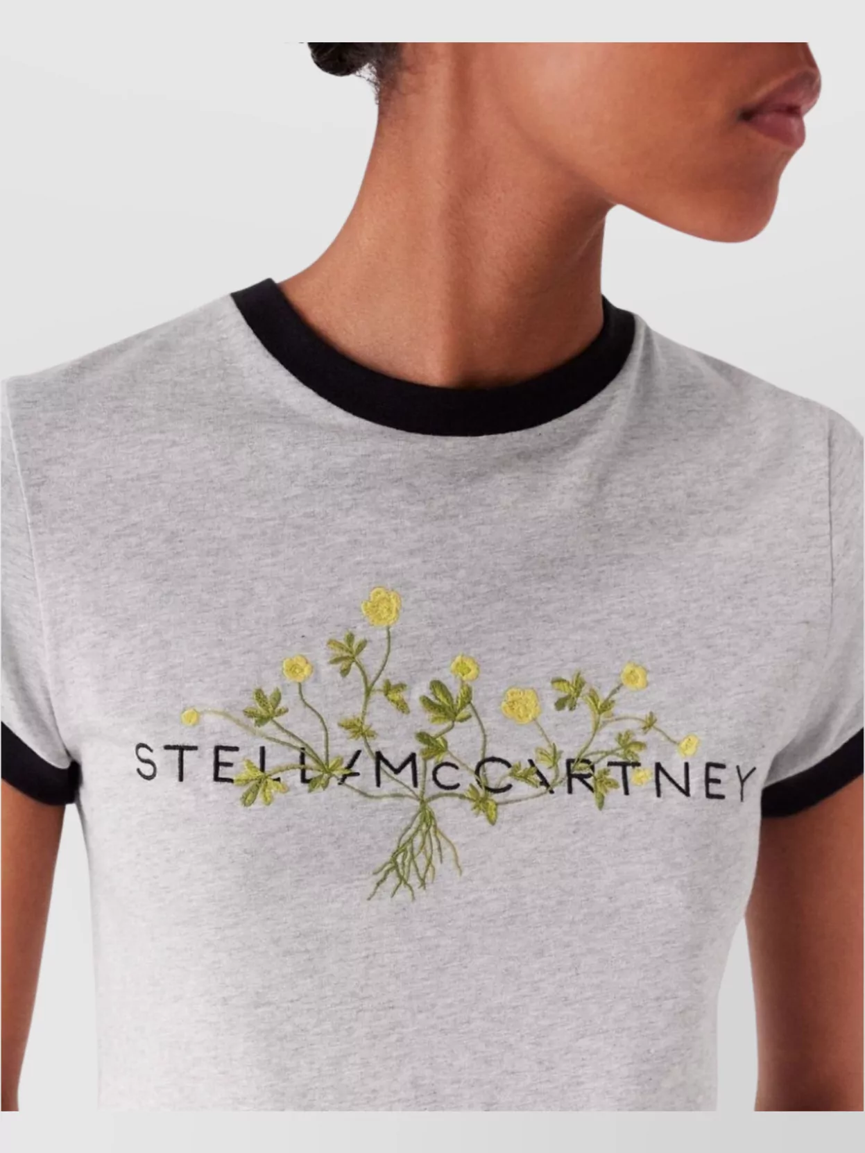Stella Mccartney Floral Logo Embroidered T-Shirt