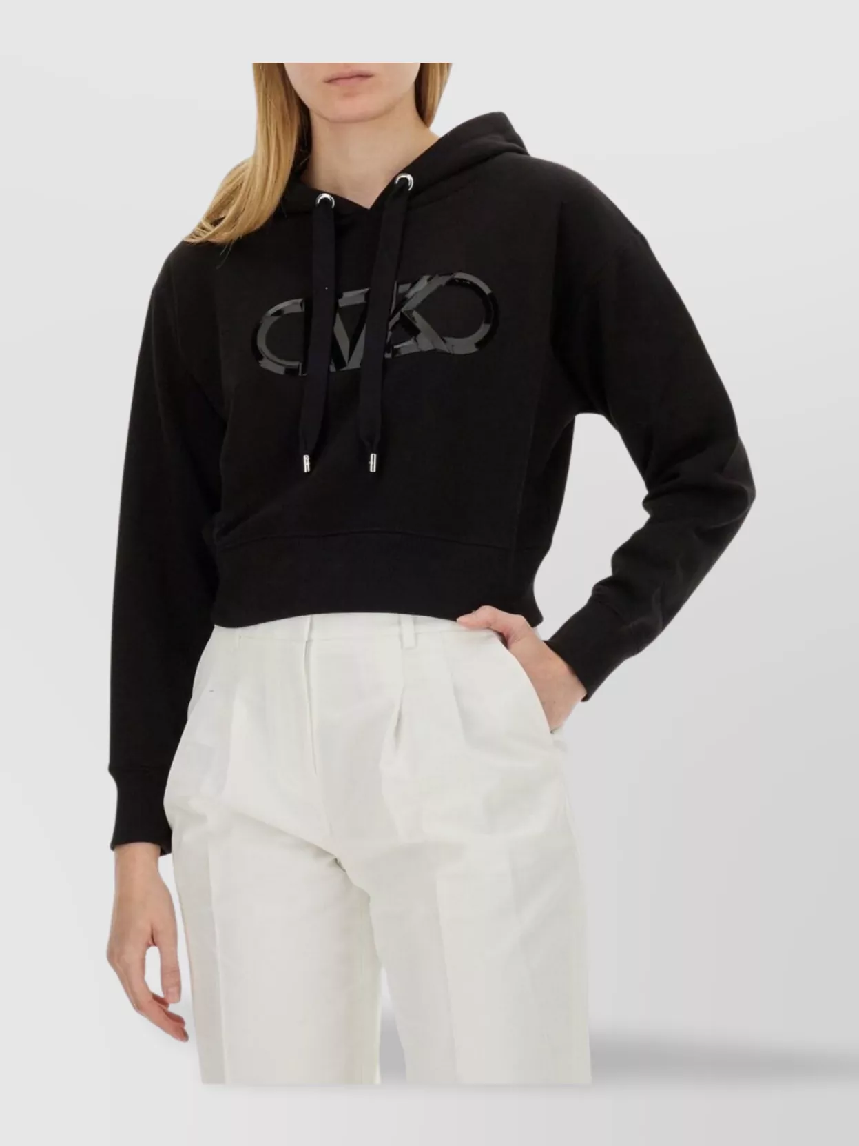 Michael Kors Logo Hooded Cropped Sweatshirt