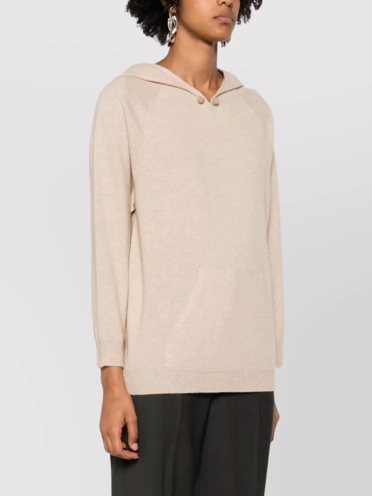 Fabiana Filippi Hooded Knitwear With Front Pocket And Ribbed Cuffs