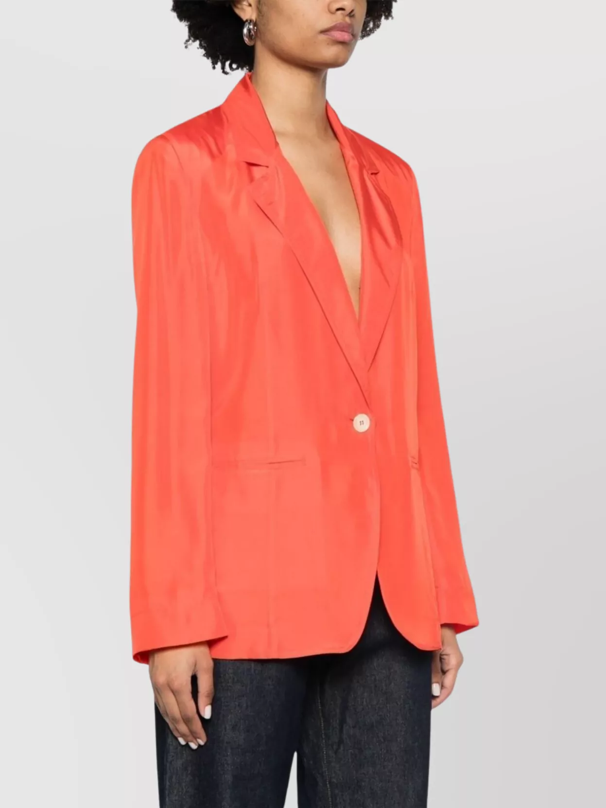 Shop Forte Forte Single-breasted Silk Jacket With Buttoned Cuffs