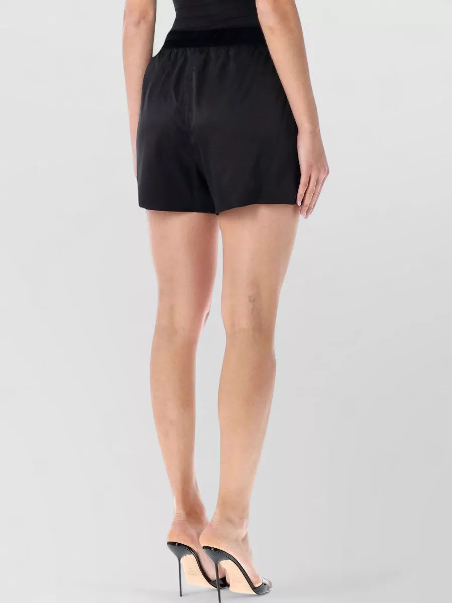 Tom Ford Silk Satin Relaxed Shorts Stretch Waistband In Black