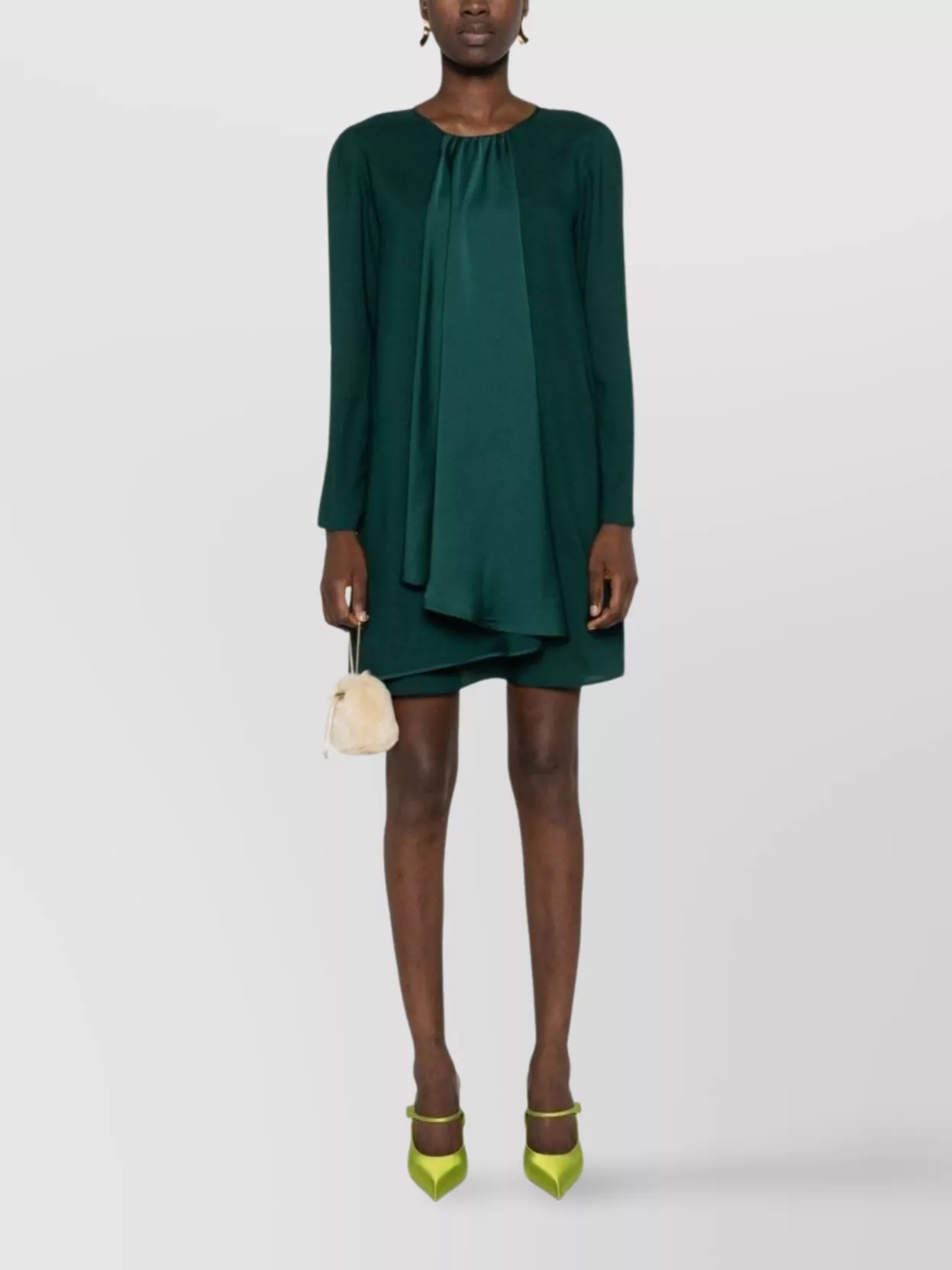 Emporio Armani Draped Panel Detail Long Sleeve Dress