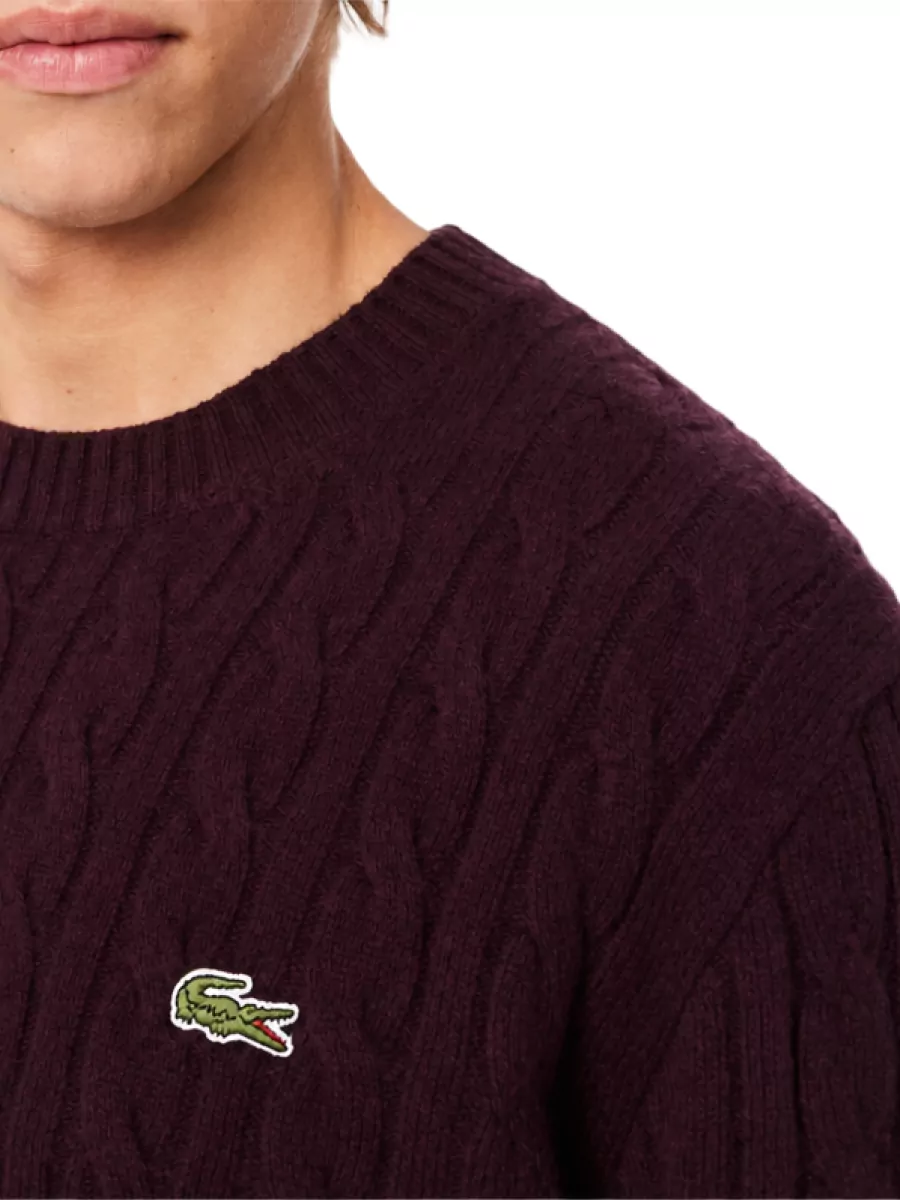 Lacoste Cable-Knit Wool Crew-Neck Jumper